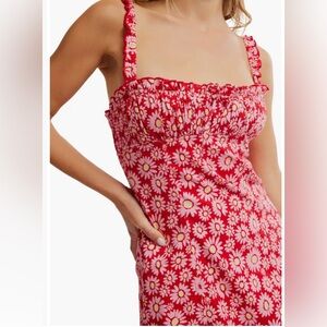 Free People NWT Lucinda Floral Pink Midi Dress